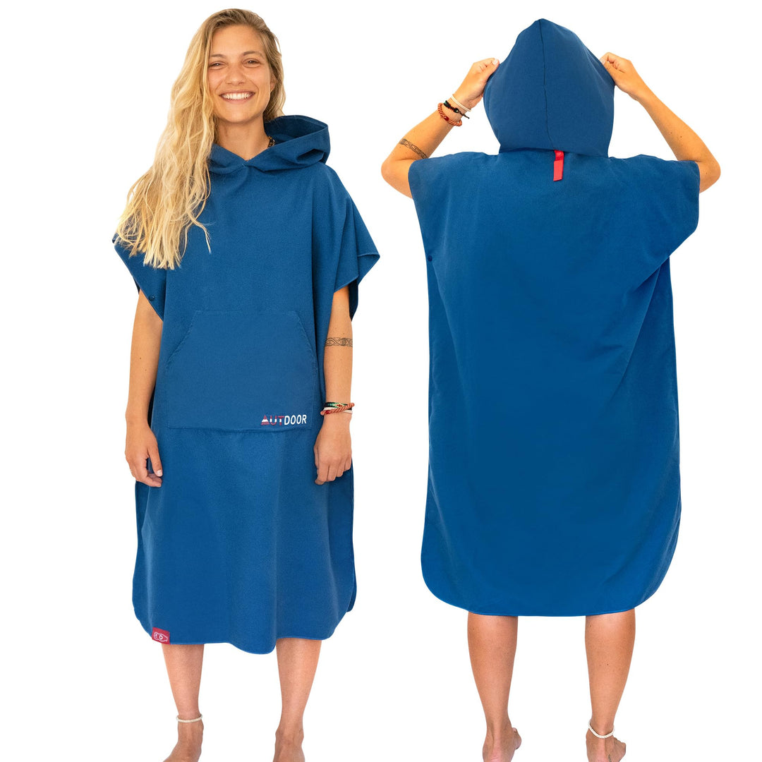 AUTDOOR® Mikrofaser Badeponcho Damen & Herren - nachhaltig aus 100% recycelten PET-Flaschen - Handtu