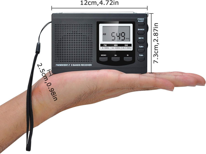 Songway Vollband AM/FM/SW DSP Radio Stereo Lautsprecher LCD Display Wecker Sleep Timer Pocket Radio