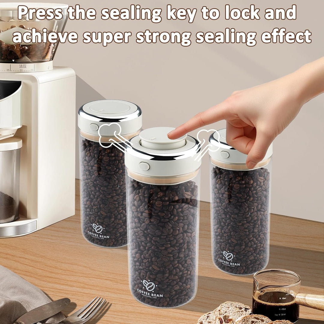 Zosenyer Kaffeedose Luftdicht, 1700ml Vakuum Kaffeebehälter aus Hochwertigem Glas für Kaffeebohnen,