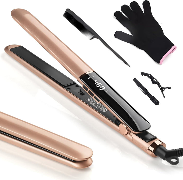 Glätteisen Haarglätter Ceramic Straight für glatte & glänzende Haare, 2 in 1 Glätteisen Locken und G