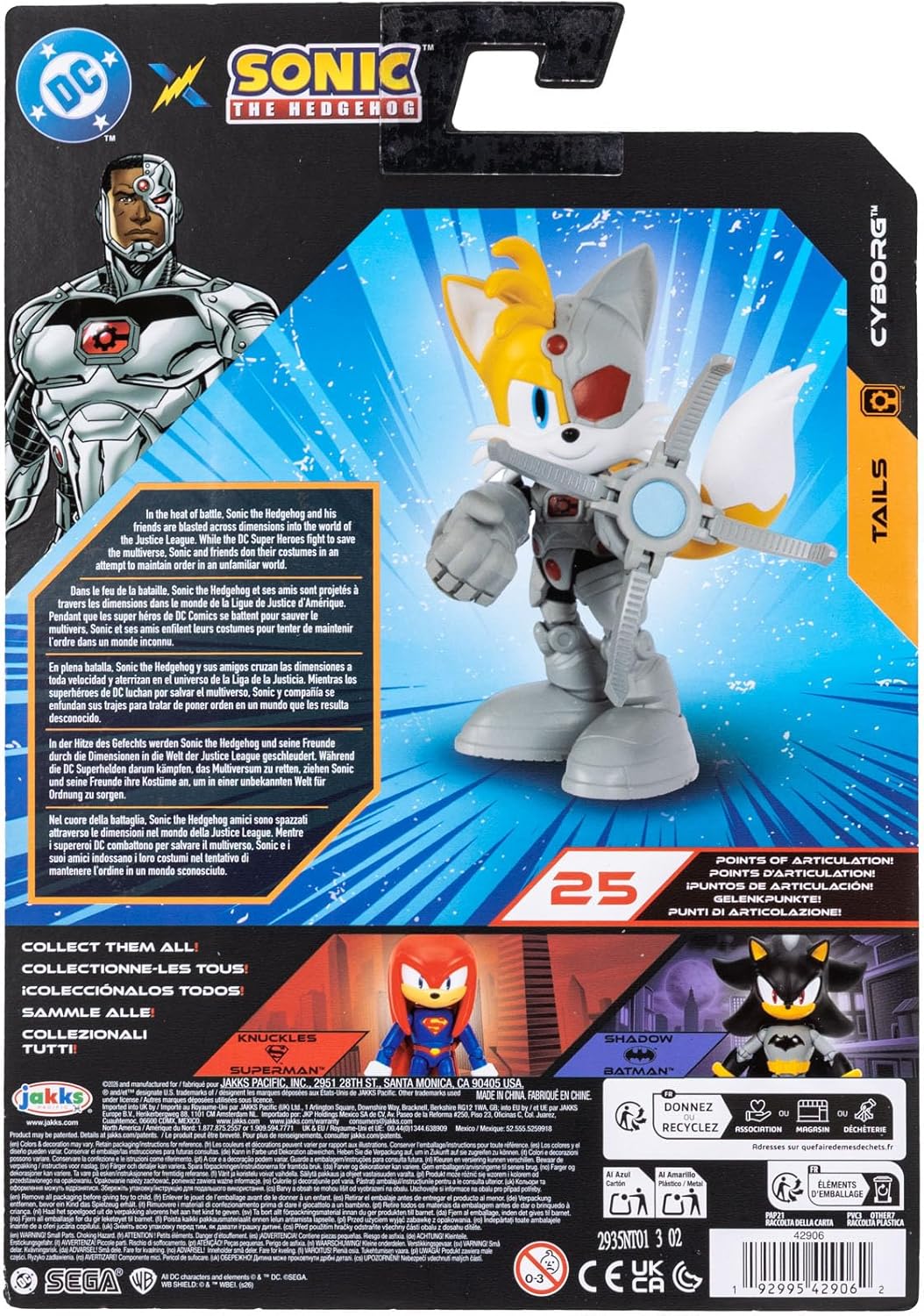 DC x Sonic Tails als Cyborg 13 cm grosse Actionfigur, offiziell lizenziert von Jakks Pacific, hochbe