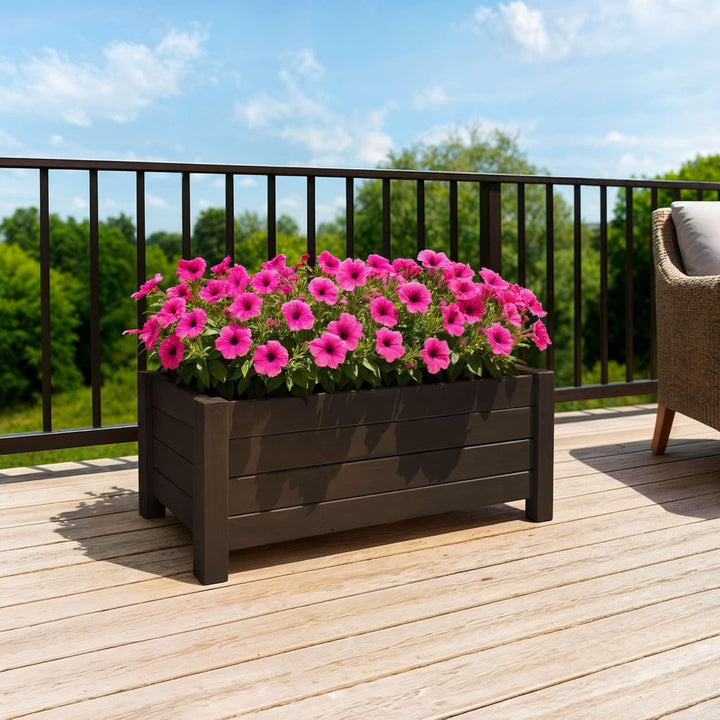BOGATECO Pflanzkasten Pflanzkübel aus Holz | 80 x 38 cm | Dunkelbraun | Blumen-Topf Perfekt für Gart