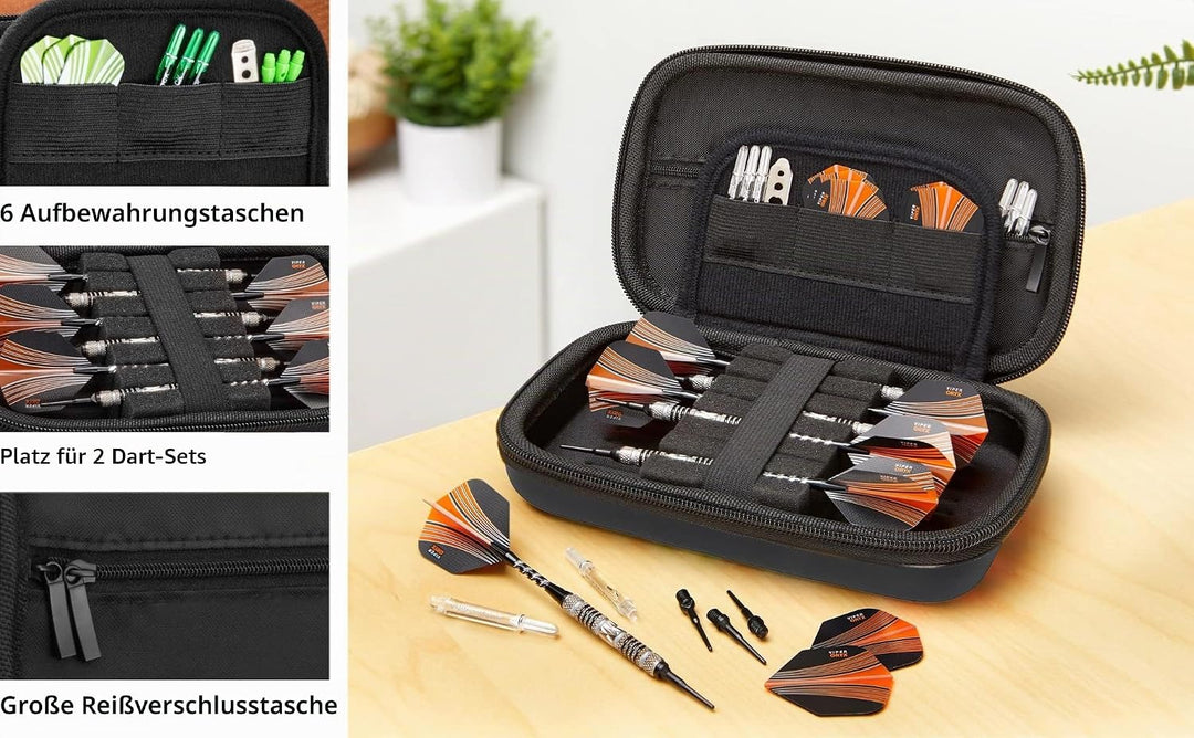 Casemaster, Sentinel Dartetui mit EVA-Schaumstoff-Aussenhülle, bietet Platz für 6 Dartpfeile und zus