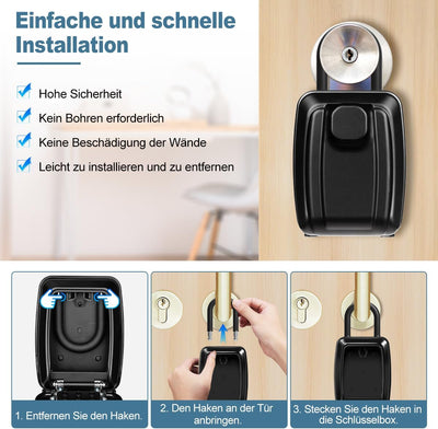 ENONEO Schlüsseltresor mit Zahlencode Schlüsselbox mit Bügel Ultra-Robustes Kleine Schlüsselsafe Aus