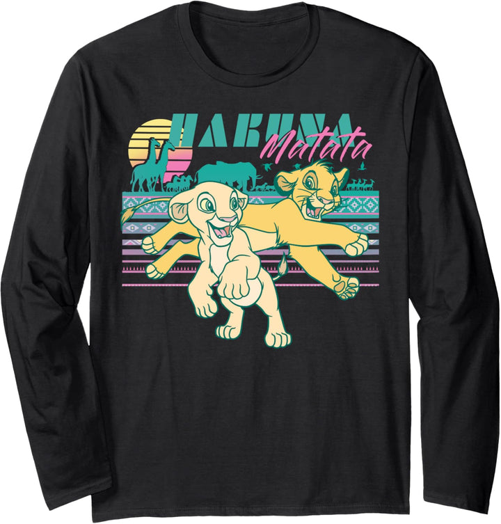 Disney Lion King Simba & Nala Retro Landscape Portrait Langarmshirt