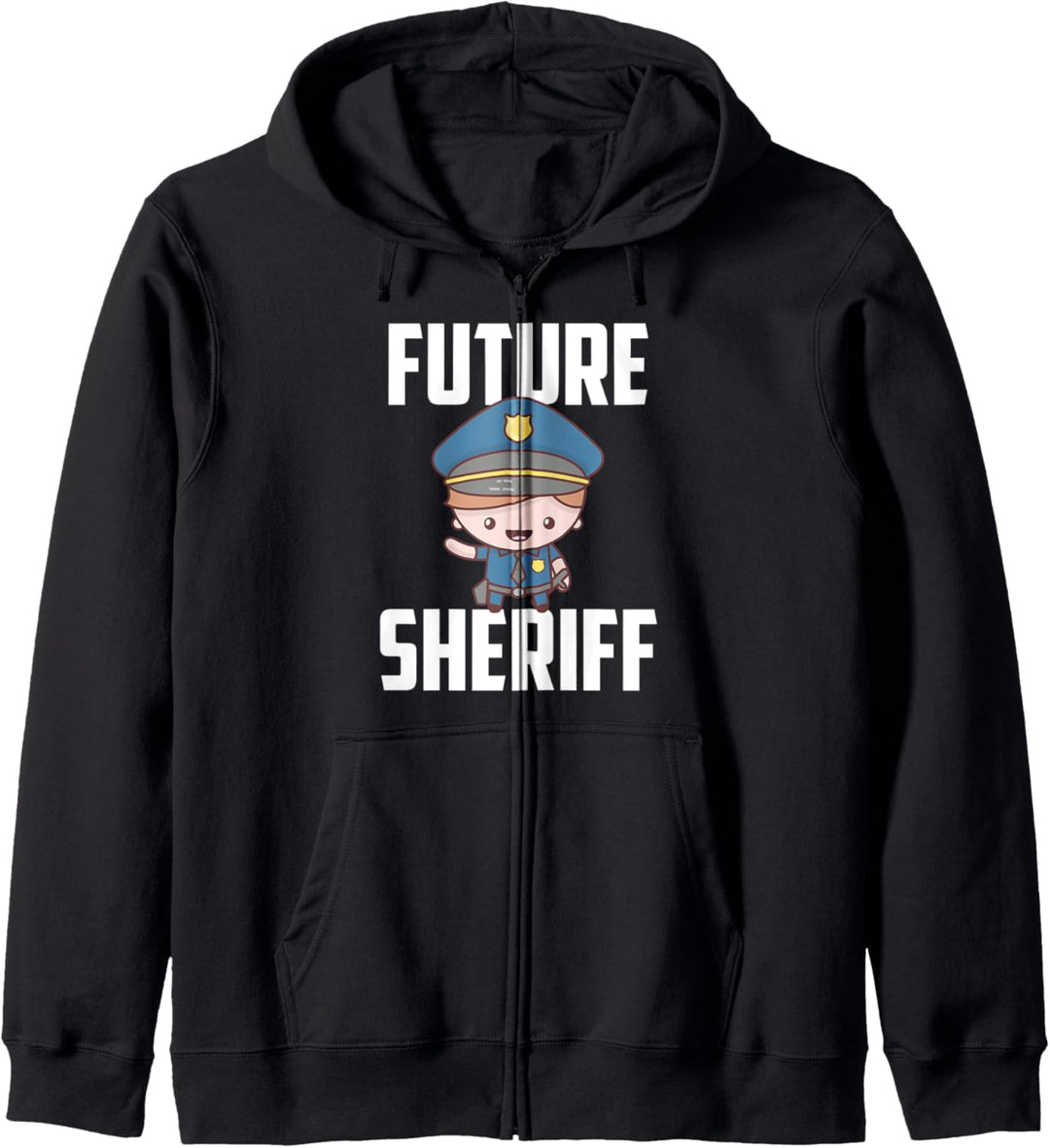 Zukunfts-Sheriff mit einem Sheriff-Stern und Pflicht Kapuzenjacke