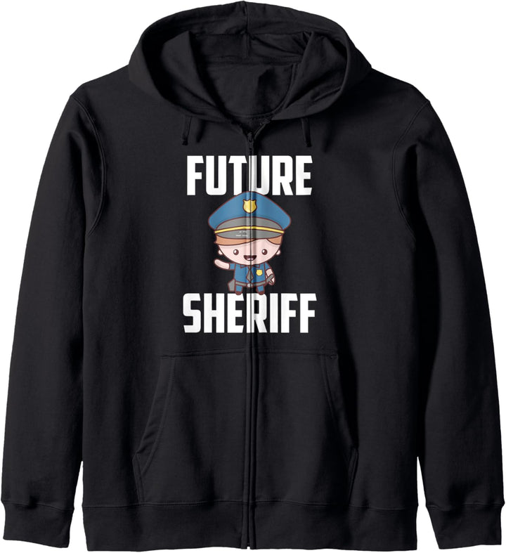 Zukunfts-Sheriff mit einem Sheriff-Stern und Pflicht Kapuzenjacke