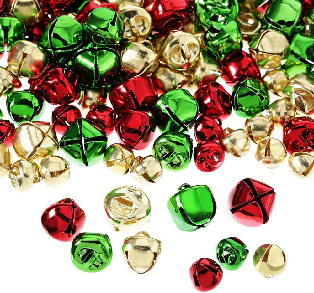 Suneast 100 Stück Weihnachts Glöckchen Schellen Metall Dekoration Glocken DIY Basteln Jingle Bells m