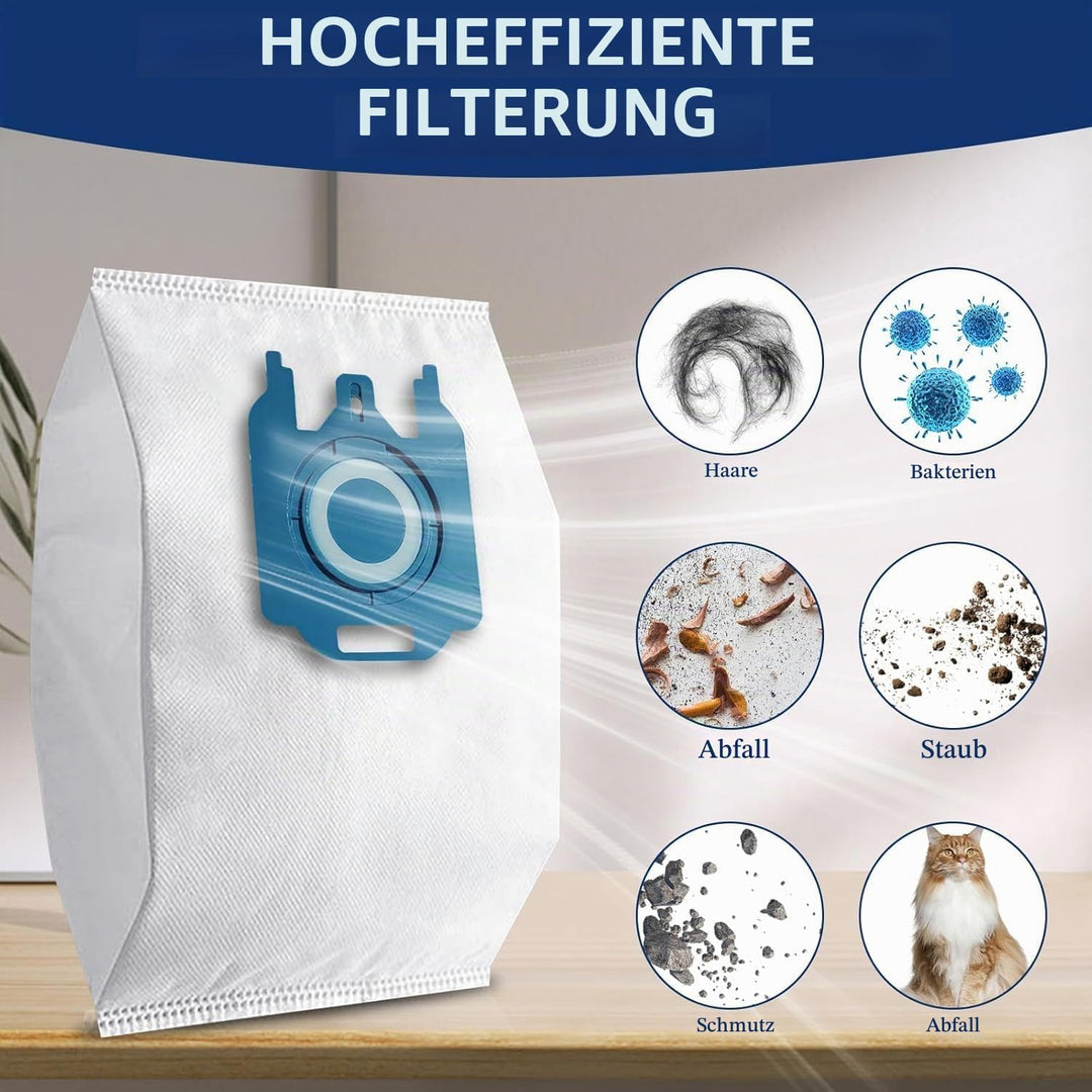 12 Staubsaugerbeutel kompatibel mit Miele GN, 3D Effizienz passend für Classic C1, komplett S2/S5/S8
