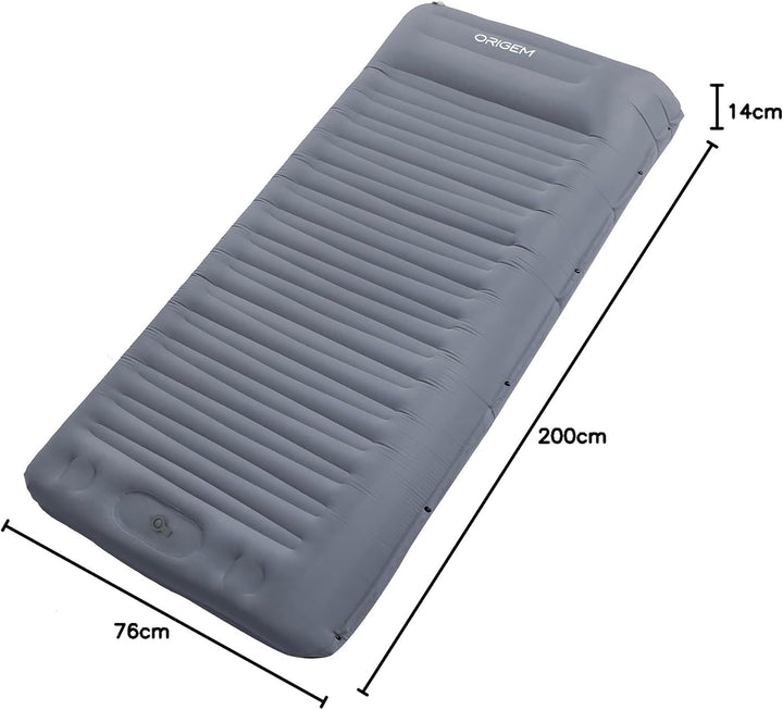 Origem Isomatte Camping Selbstaufblasend, 14cm Ultraleichte Schlafmatte Aufblasbar Kleines Packmass,