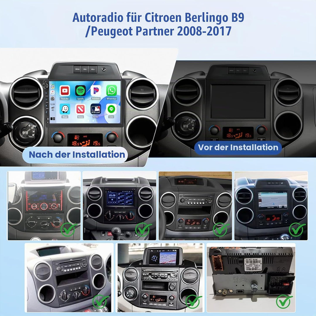 Inefala Android 15 Autoradio für Berlingo B9/Peugeot Partner 2008–2017