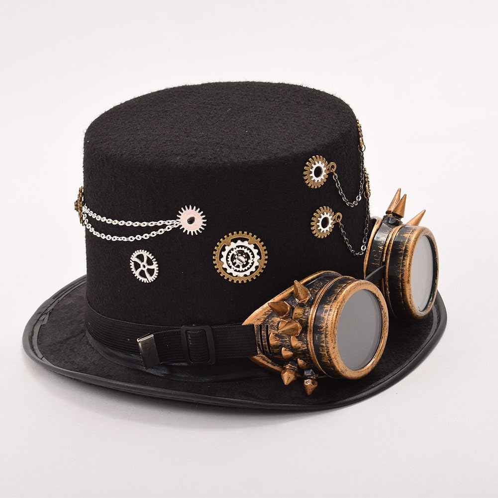 GRACEART Zauberkasten Steampunk Zylinder Hut Steampunk Herren and Steampunk Damen with Goggles, Gear