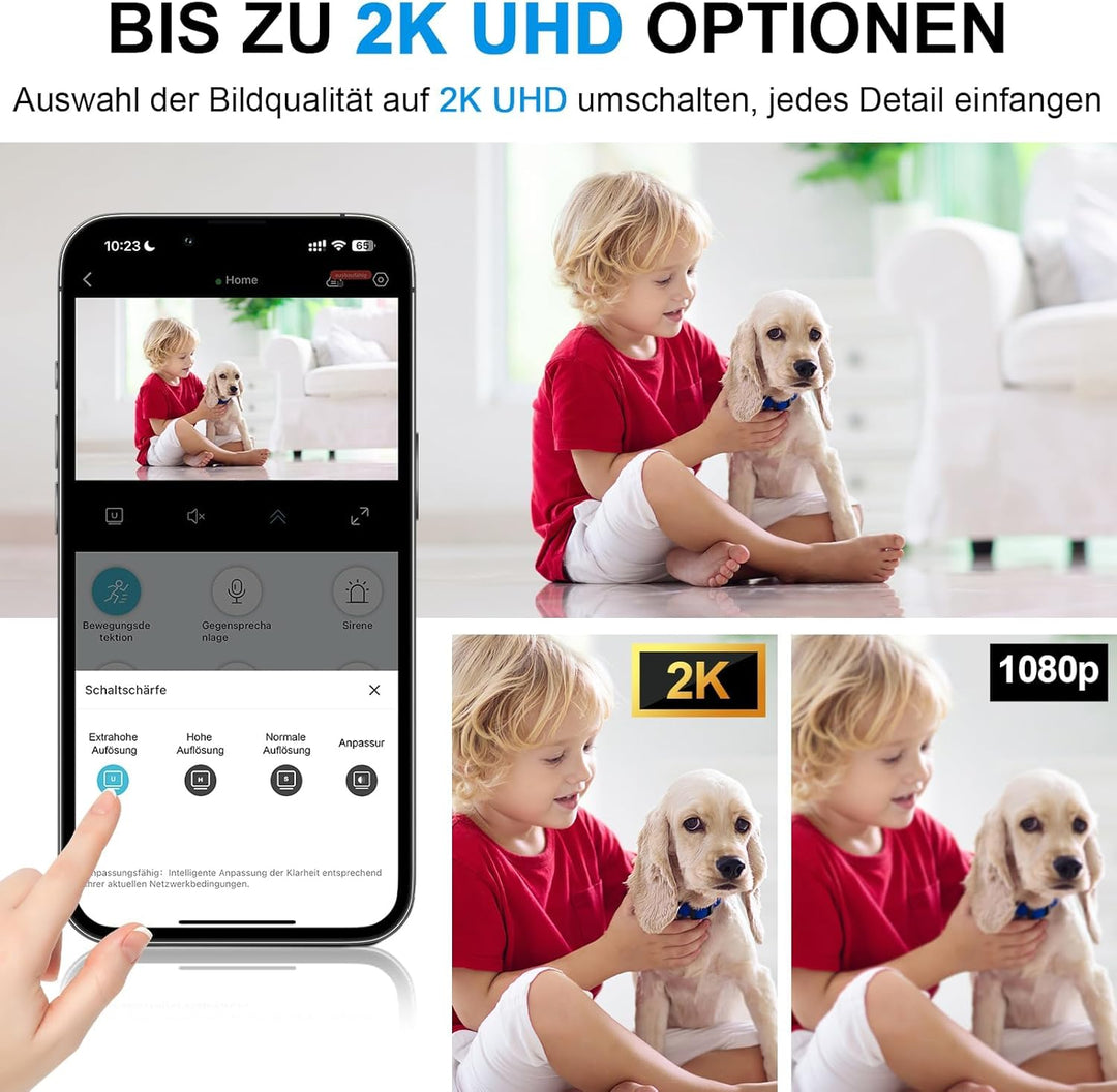 iPalamila Mini Kamera, Kamera Überwachung Innen WLAN 2,4/5 GHz, 2K HD Akku Überwachungskamera mit Be