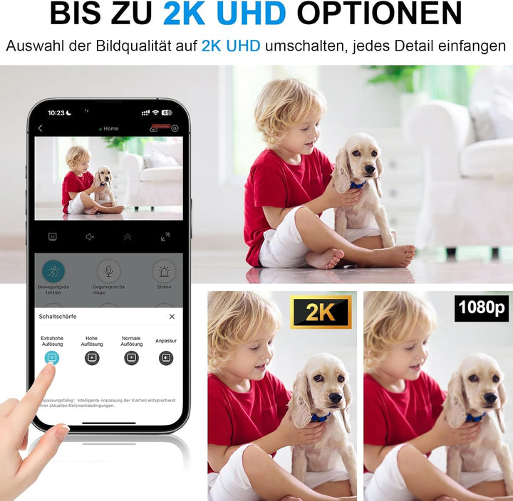 iPalamila Mini Kamera, Kamera Überwachung Innen WLAN 2,4/5 GHz, 2K HD Akku Überwachungskamera mit Be