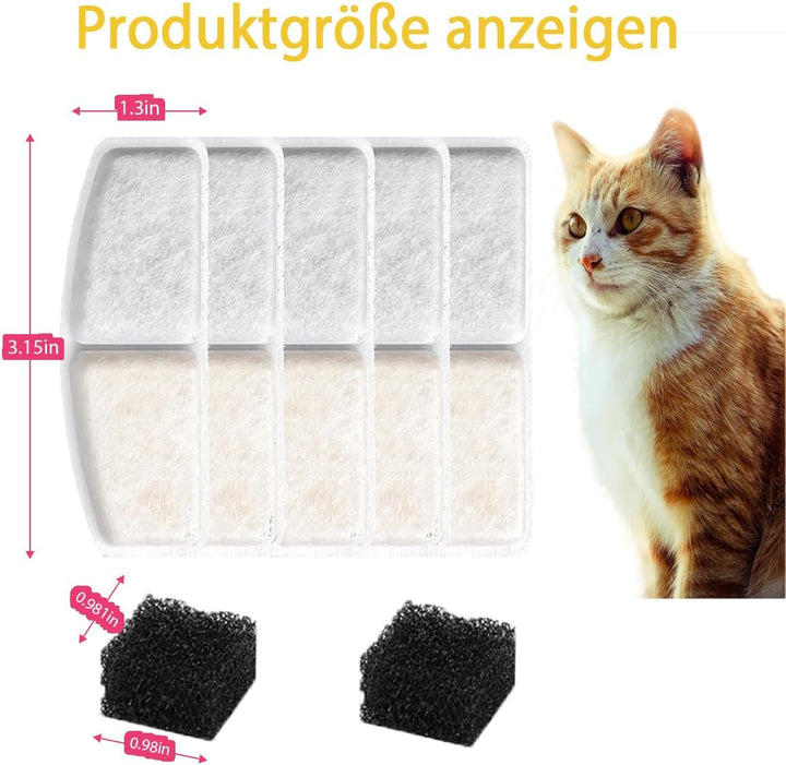 Allein 40 Stück Ersatzfilter für 2.8L Katzenbrunnen für Katze Kabellos, Katzen Trinkbrunnenfilter Se