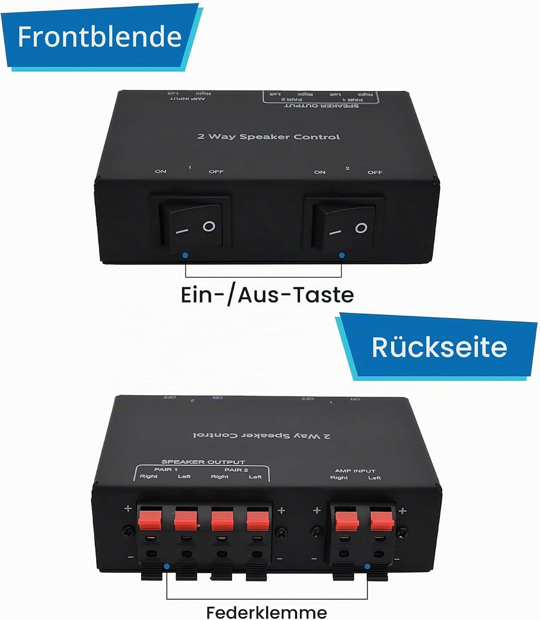 ADWITS 2-Kanal-Passivlautsprecherauswahl, 2-Zonen-Soundverteilerbox-Hub, unterstützt bis zu 150 W/Ka
