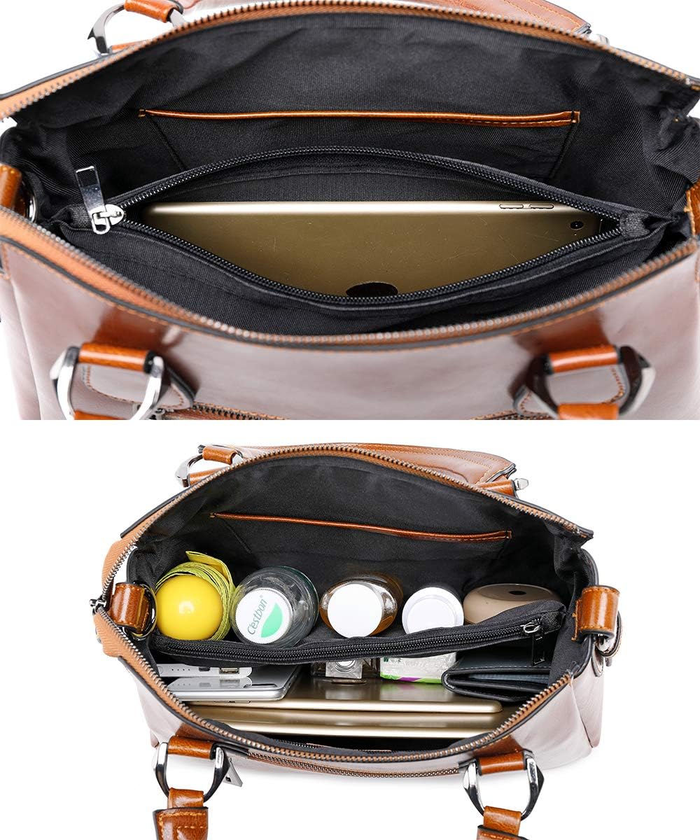 Coolives Damen Tasche aus Leder Handtasche Henkeltasche Umhängetasche Schultertasche Braun EINWEG, B
