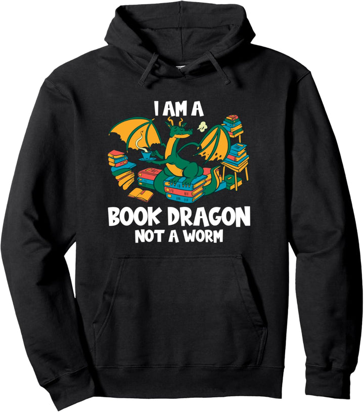 Bücherwurm Bücher Lesen I Am A Book Dragon Pullover Hoodie