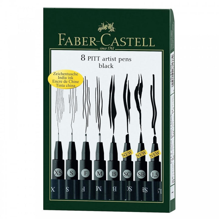 Faber-Castell 167137 - Tuschestift Pitt Artist Pen, 8er Kunststoffetui, schwarz 1 8 stück (1er Pack)