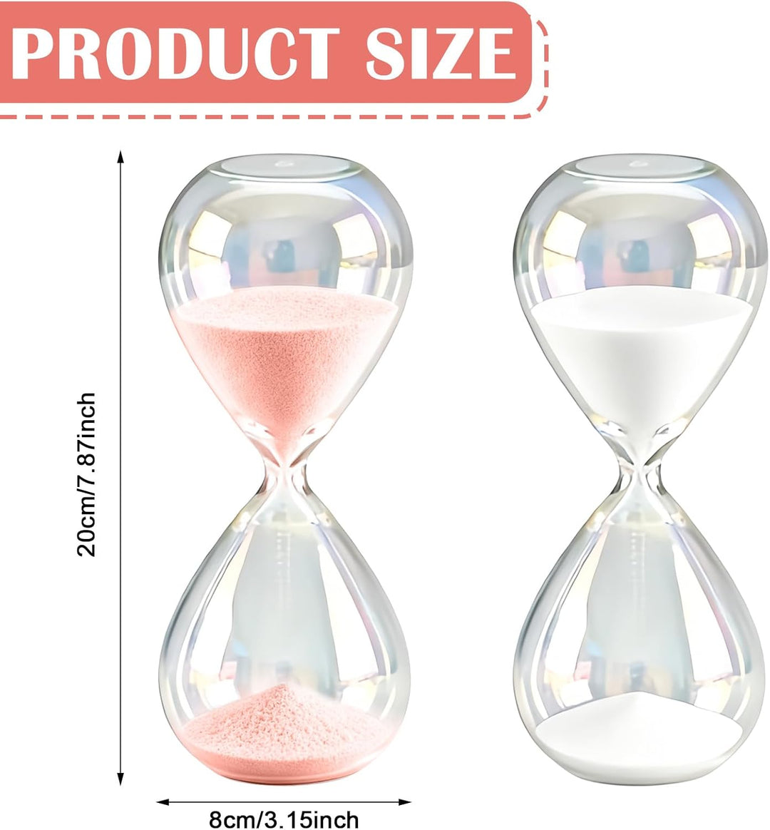 2 Stück Sanduhr, 30 Minuten Hourglass, Bunter Sanduhren aus Glas, Sand Time, Grosses Sandglas aus Bo
