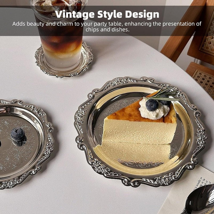 Qcwwy Servierplatte mit Blumengravur, Vintage-Servierplatte, Retro-Blumengravur, Spiegel, Dekorative