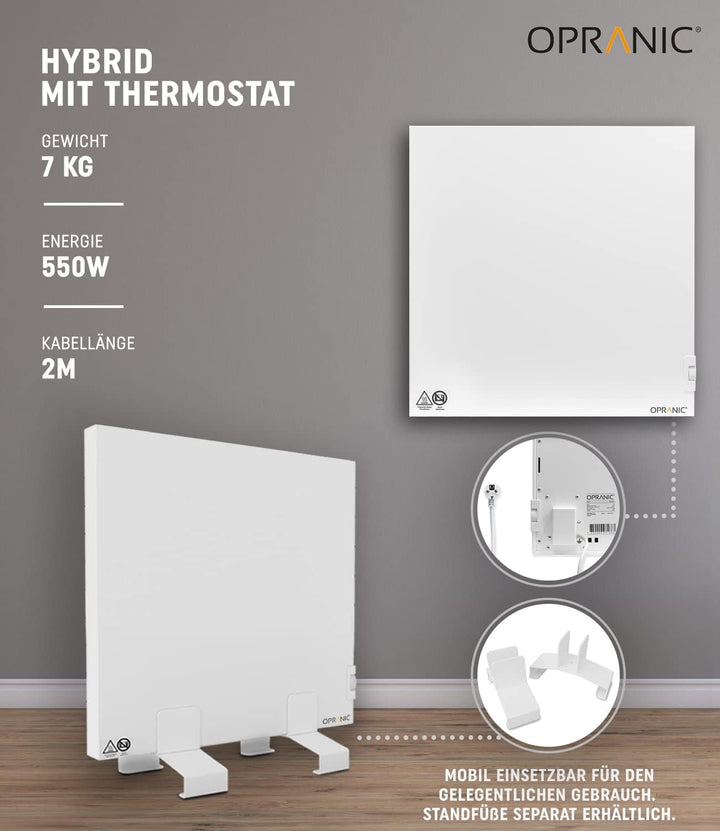 Infrarot Hybridheizung mit Thermostat | 5 Jahre Garantie | Infrarotheizung Wandmontage oder Infrarot