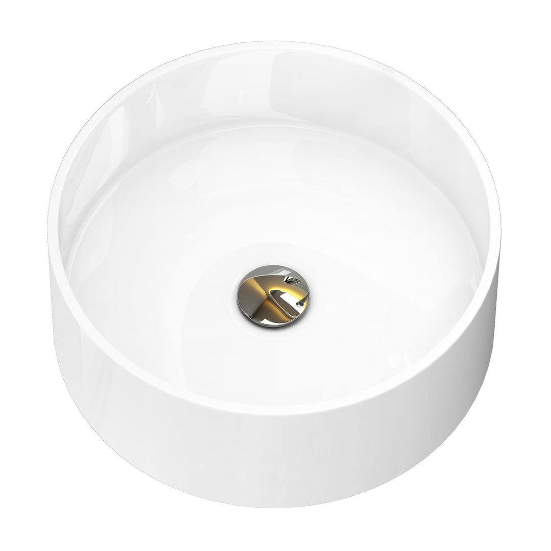 doporro Aufsatzwaschbecken rund Colossum804 Weiss glänzend Ø 40 cm Mineralguss Waschbecken ohne Arma