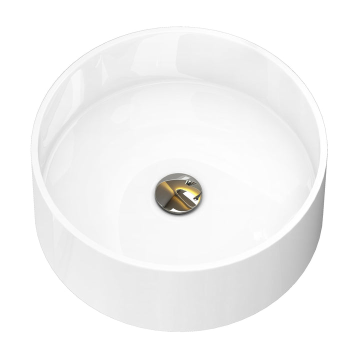 doporro Aufsatzwaschbecken rund Colossum804 Weiss glänzend Ø 40 cm Mineralguss Waschbecken ohne Arma