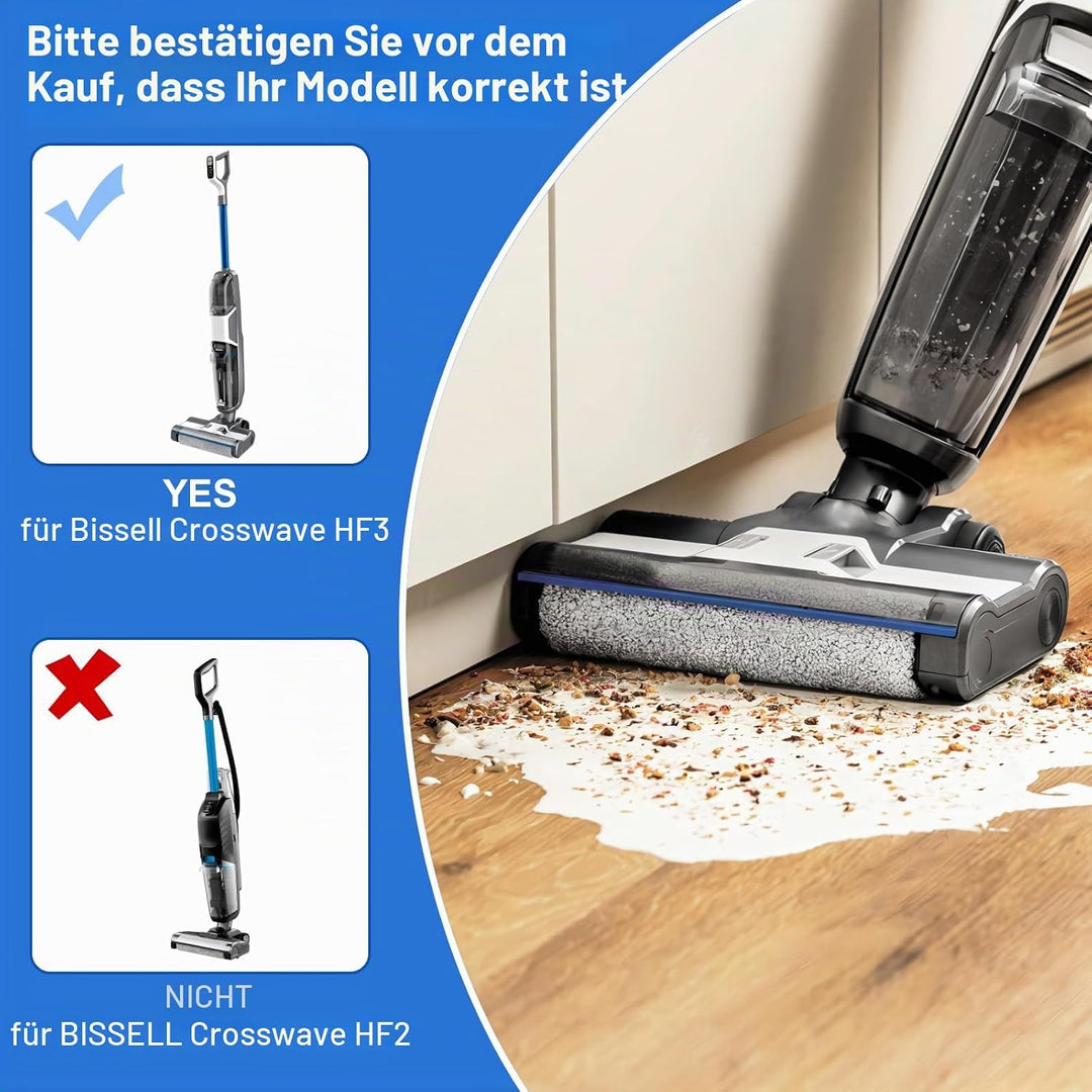 7 Stück Zubehörset für BISSELL CrossWave HF3 3598N Kabelloser Nass Trockensauger, 2 Bürstenrollen +