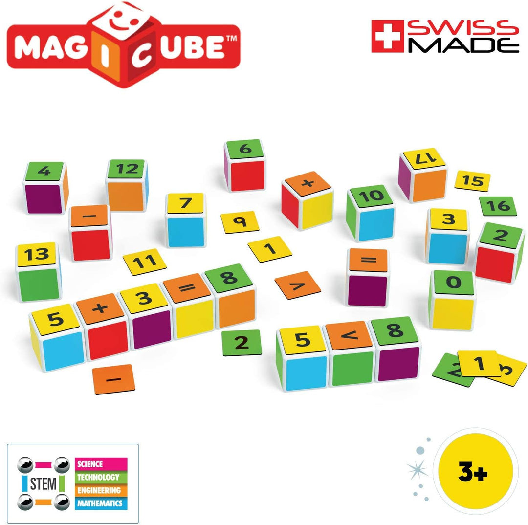 Geomag Magicube Maths Building - 16 Magnetwürfel für Konstruktionen + 45 clip Maths Building 16 Cube