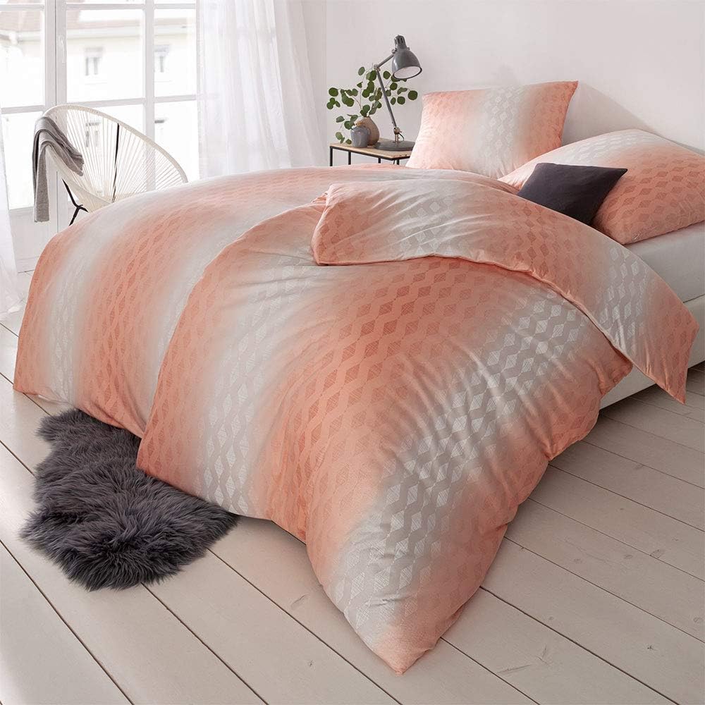 ESTELLA Mako Interlock Jersey Bettwäsche Vitus Koralle 1 Bettbezug 155 x 220 cm + 1 Kissenbezug 80 x