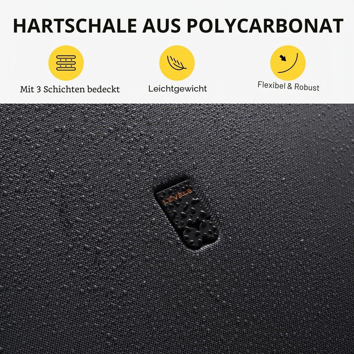 LEVEL8 Koffer Trolley, Rollkoffer Reisekoffer Hartschalen 4 Rollen, Spinner Handgepäck,TSA, 100% PC,