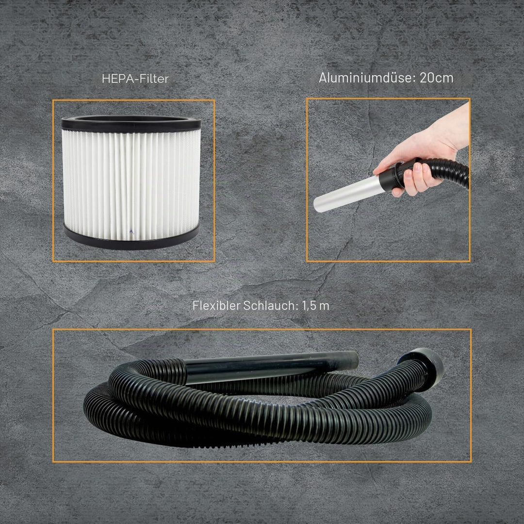Boxer® Zyklon-Aschesauger 18L | 1000W Motor | HEPA-Filter | Zyklon-Technologie, L