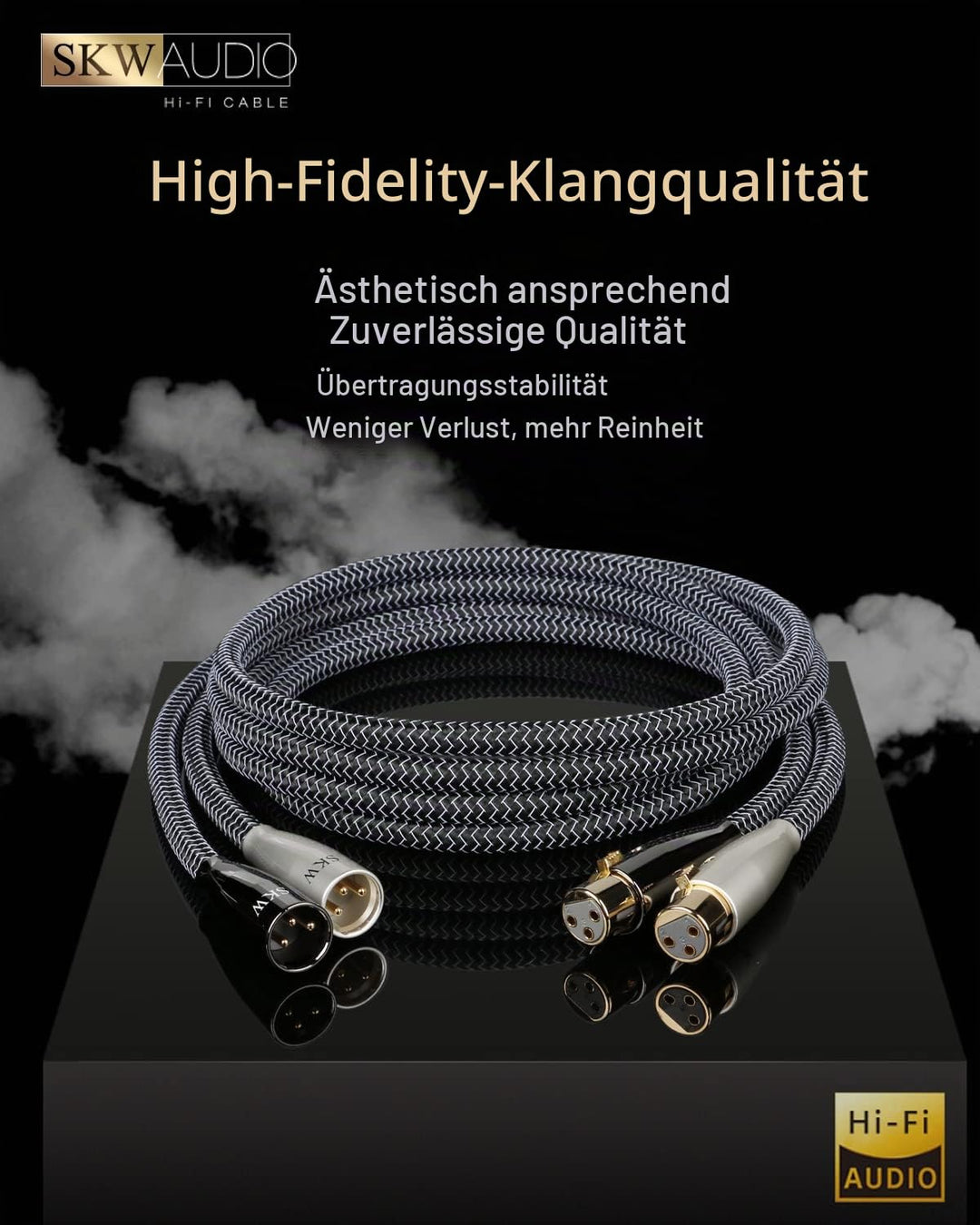 SKW High End Kupfer und Silberlitzendrähte HiFi Balanced XLR Stecker auf XLR Buchse 3 PIN Mikrofonka