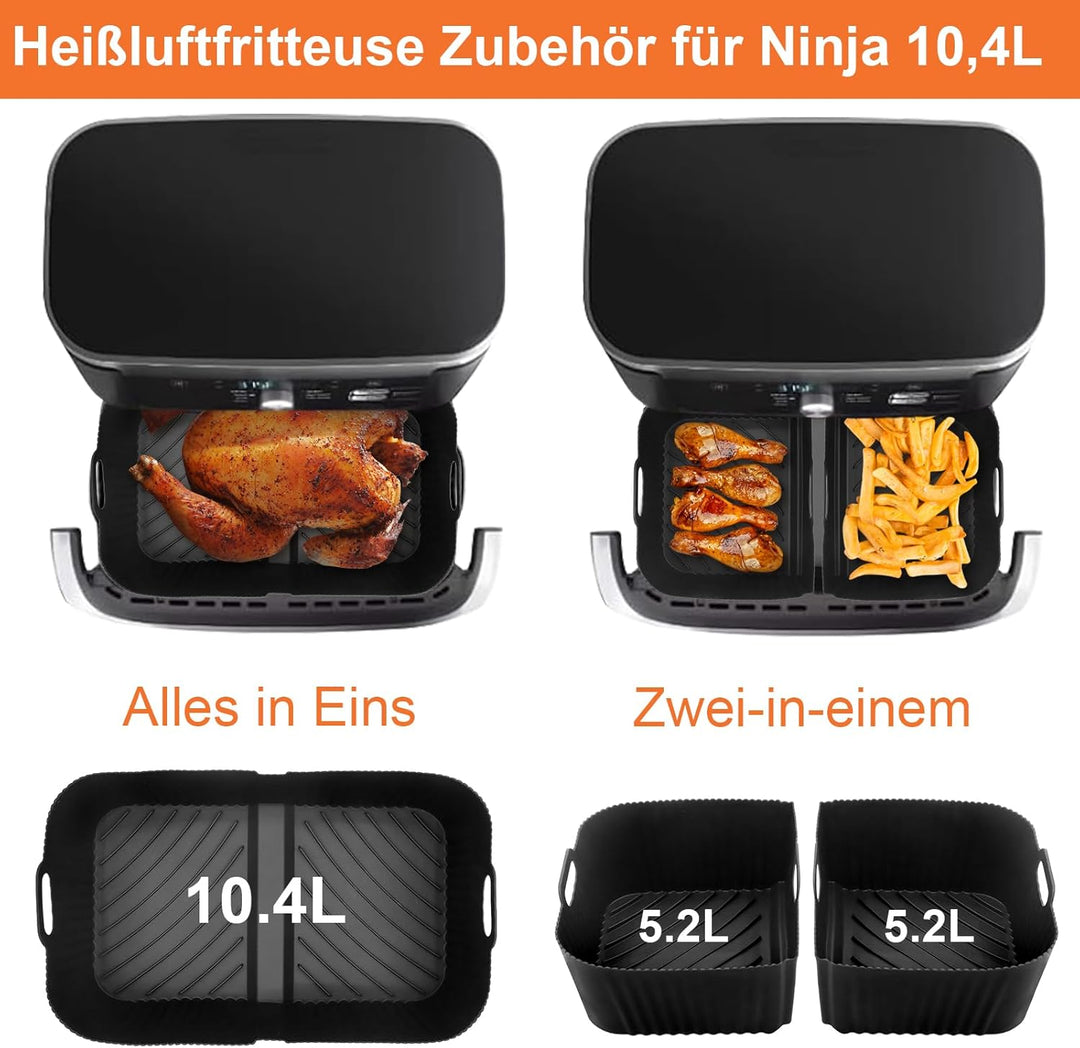 Heissluftfritteuse Zubehör für Ninja 10,4L AF500EU, Airfryer Silikonform für Ninja Foodi Flexdrawer