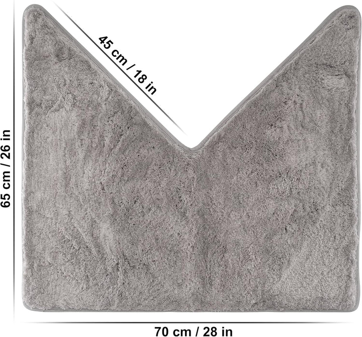 FLUFFY® Badteppich für Eckduschen, Hochflor aus Mikrofaser, rutschfeste Unterseite (V-Form | Innenma