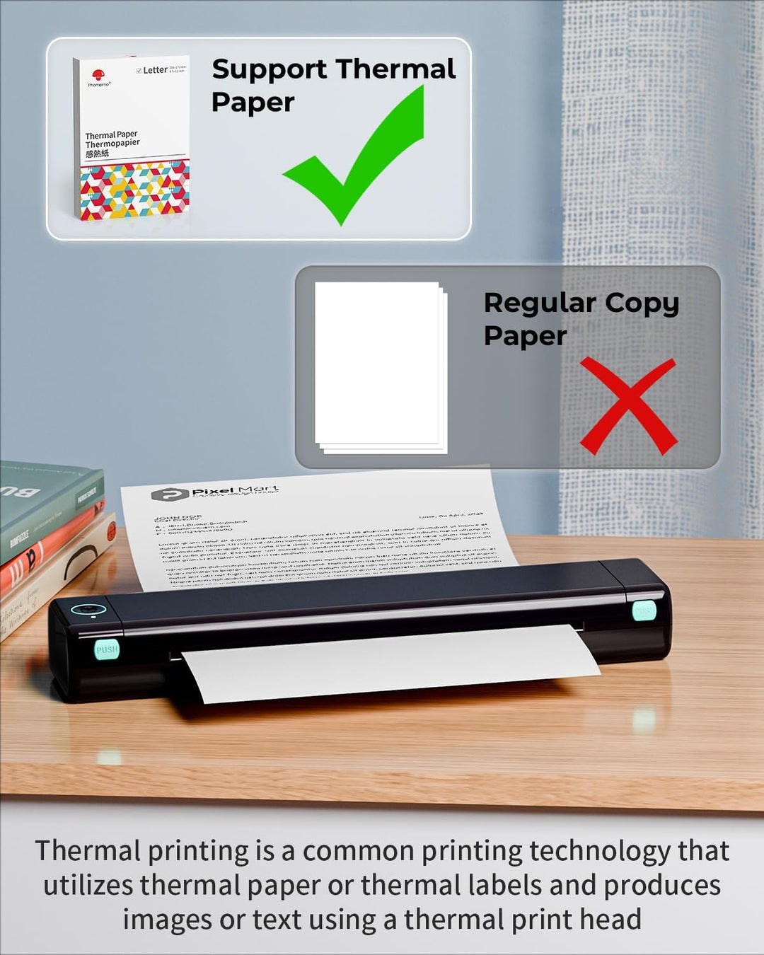 Phomemo M08F Mobiler Drucker A4 für Unterwegs Thermodrucker - Tragbarer Bluetooth Drucker für Den He
