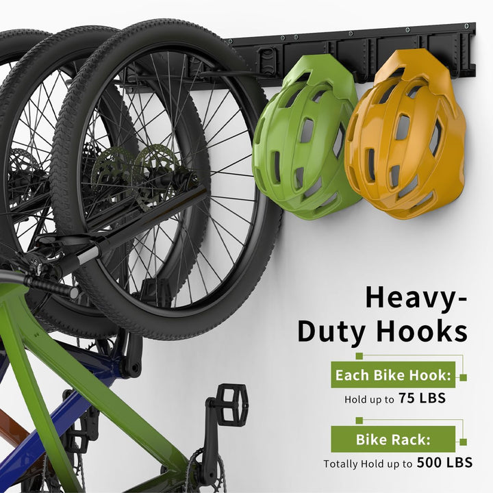 Housolution Fahrrad Wandhalterung 48 Zoll für 6 Fahrräder+5 Helme bis zu 500 Pfund, Stahl Fahrradhak