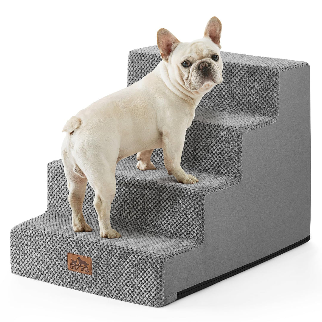 COZY KISS Hundetreppe für Kleine Hunde, 4Stufen Breiter Haustiertreppe für Bett Couch Auto, 45cm Hoc