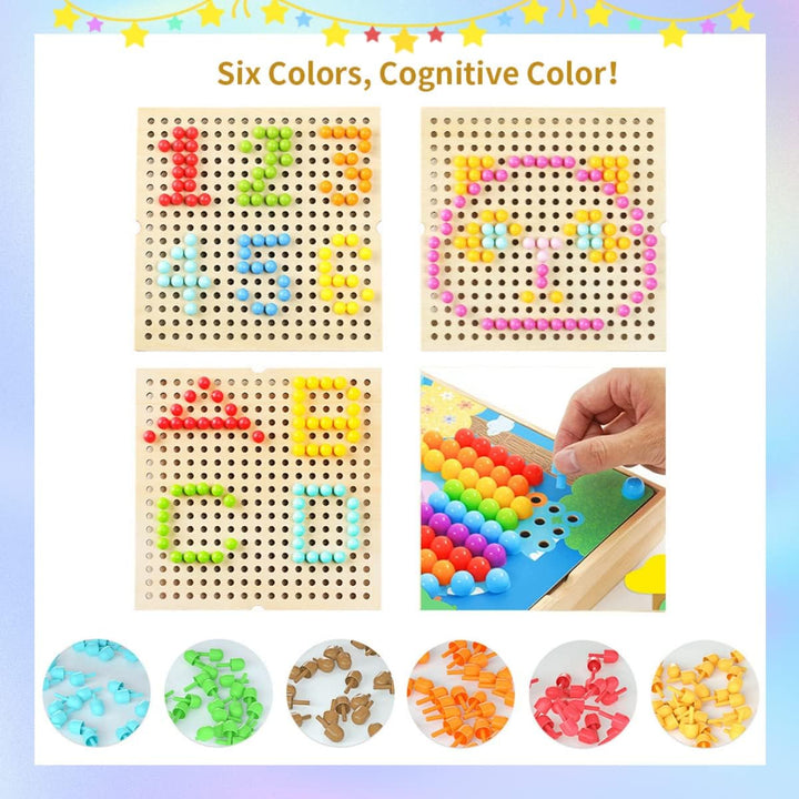 Gohytal Mosaik Steckspiel für Kinder, Spielzeug ab 2 3 4 5 7 8 Jahre Holz Montessori Steckspiel Gesc
