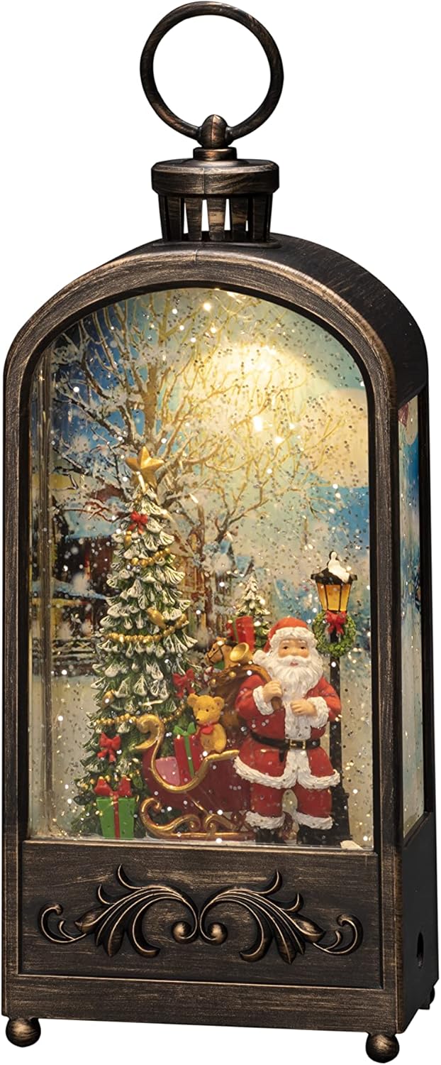 Konstsmide LED Wasserlaterne "Santa und Baum", braun, wassergefüllt, 5h Timer, 1 warm weisse Diode,