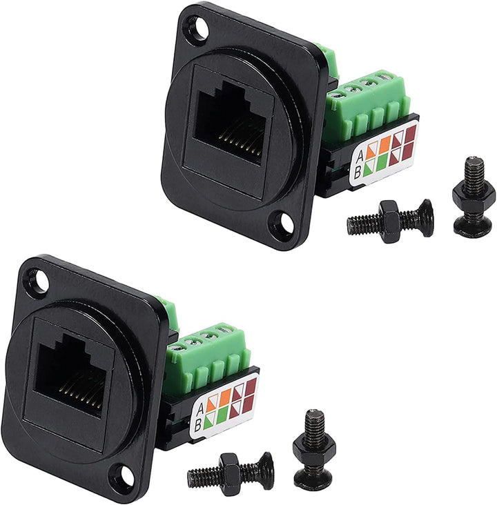 PENGLIN 2PCS RJ45 Buchse für Schalttafelmontage Schraubklemmenadapter, D-Typ RJ45 8P8C Buchse zu 8pi