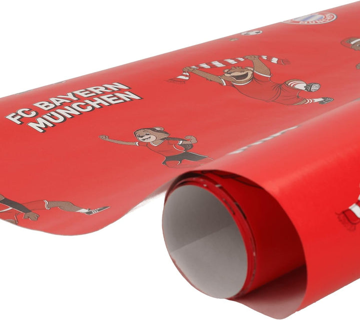 FC Bayern München Geschenkset 6-teilig I Geschenkpapier, Grusskarten & Geschenkband Einheitsgrösse,