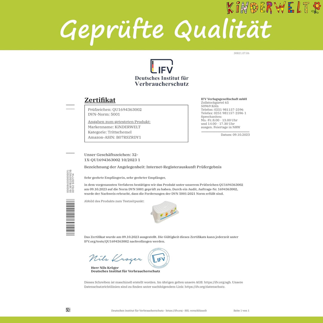 KiNDERWELT Premium Tritthocker für Kinder und Babys, Bauernhof Design in Grün, Tritthocker Stufe für