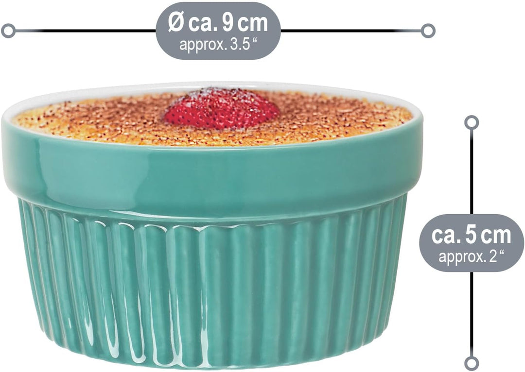COM-FOUR® 12x Soufflé Förmchen - Creme Brulee Schälchen aus Keramik - Ofenfeste Förmchen - Dessertsc