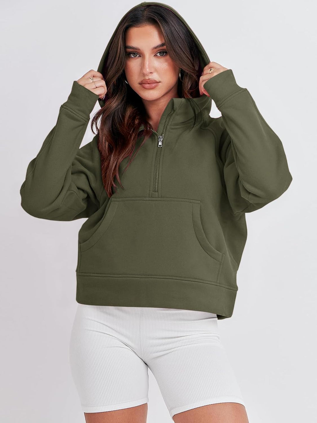 Timuspo Hoodie Damen Sweatjacke Kapuzenjacke mit Fleecet-Innenfutter Basic Zip Up Hoodie Pullover Wi