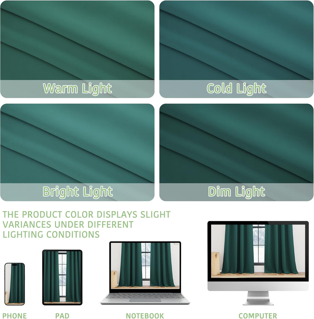 KGORGE Weihnachten Dunkelgrün Vorhang Isolierend Hitzeschutz Wohnzimmer Moderne Gardinen 220 cm Lang