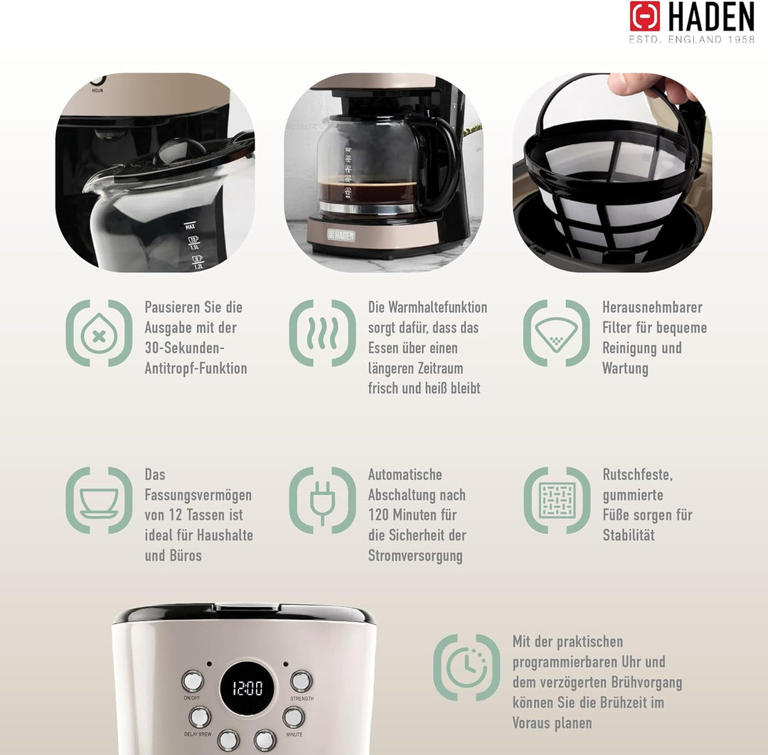 HADEN Dorset Kaffemaschine Putty 1.8 l, beige