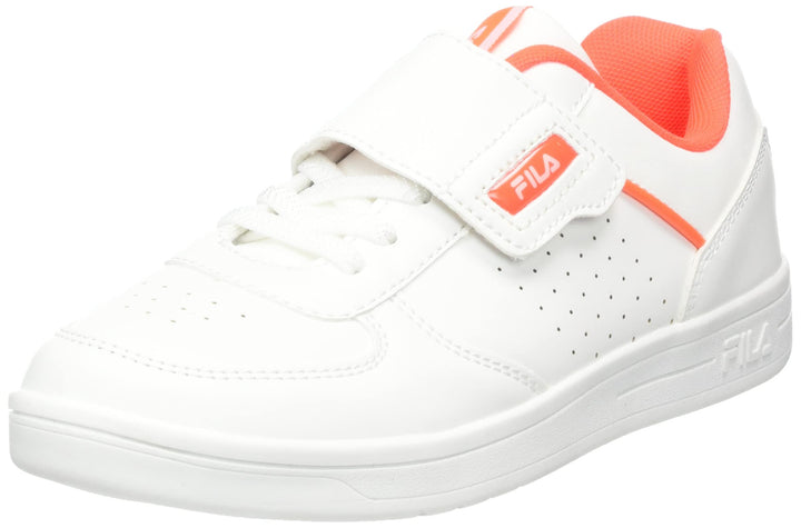FILA Unisex Kinder C. Court Velcro Kids Sneaker 34 EU White Fiery Coral, 34 EU White Fiery Coral