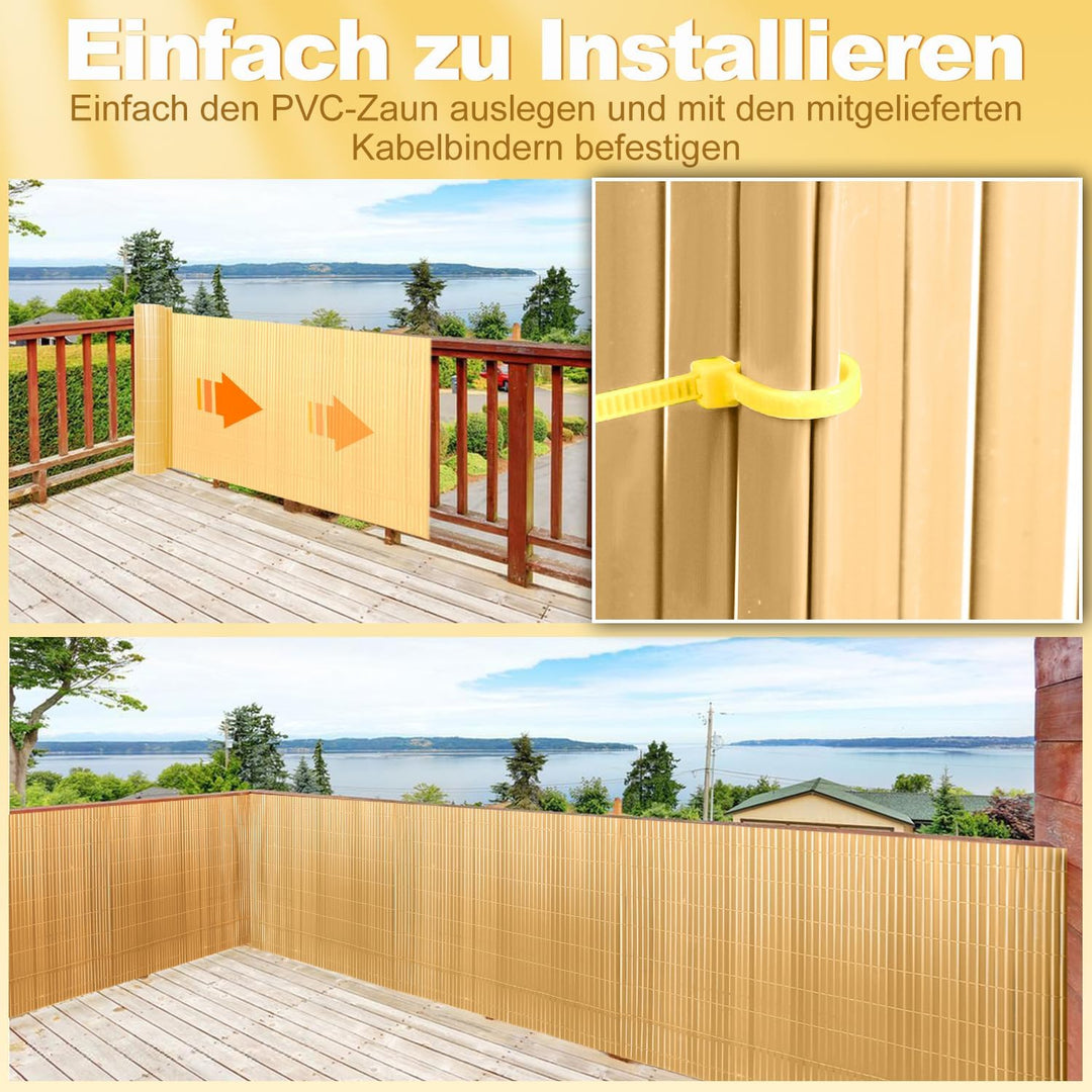 Izrielar Sichtschutzmatte, PVC Sichtschutzzaun, 4-Gewicht-Verstärkung, 0.9 x 5M Sichtschutz für Zaun